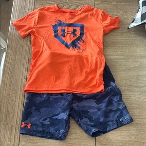 Under Armour Vibrant Orange and Navy Camo Swim Set